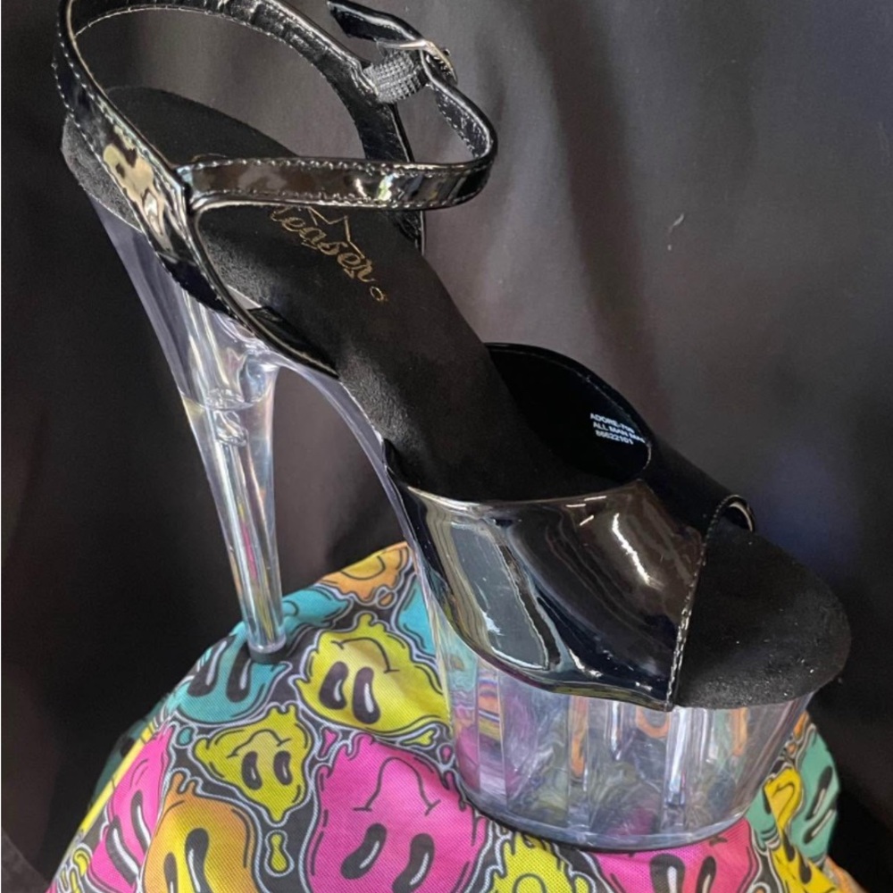 Pleaser Black and Clear Platform Heels
